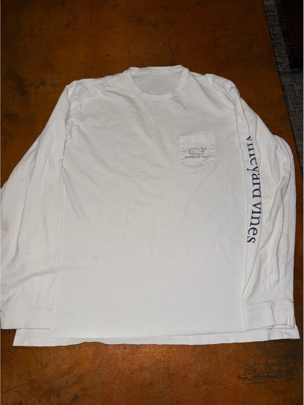 Vineyard Vines White Long Sleeve Whale Pocket Tee